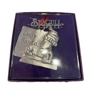 Peanuts Snoopy Seagull Fine Pewter Christmas Ornament 2.25” NIB